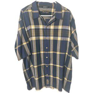Nautica Plaid Button Down Shirt Mens XL Blue Yellow Cotton Casual. HL474